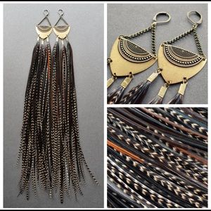 Chandelier rooster feather earrings